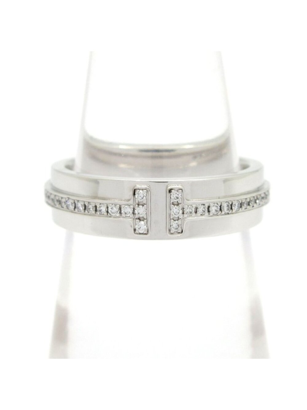 Tiffany & Co Ring T Two Narrow Diamond 18K White Gold